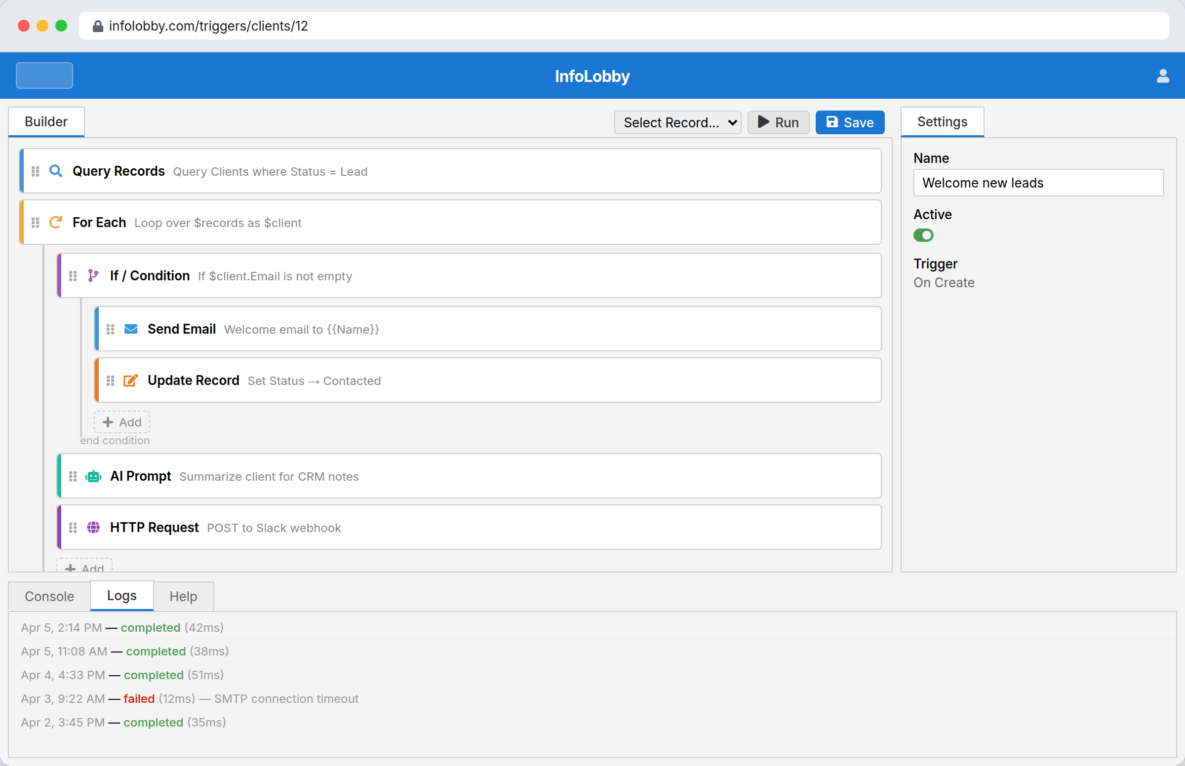 Automation builder