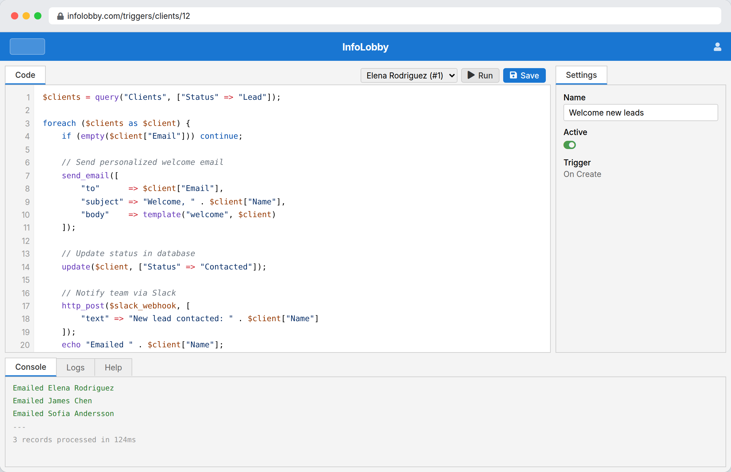 PHPScript editor