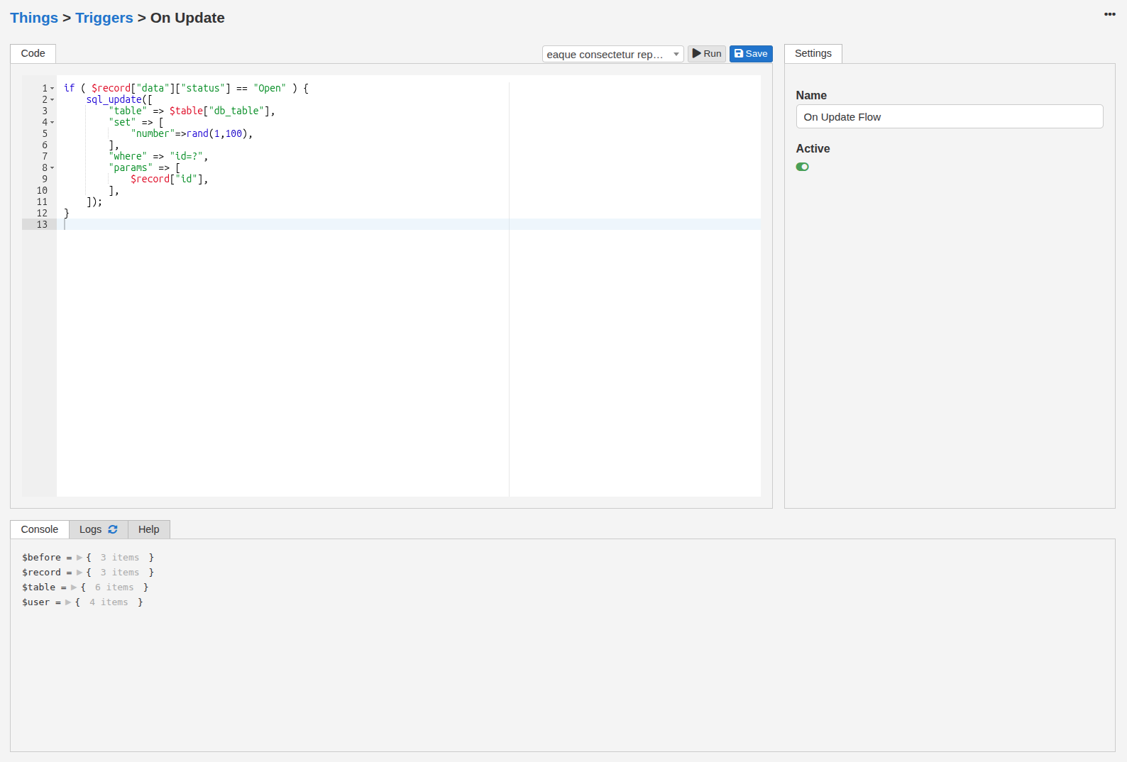 Automations list