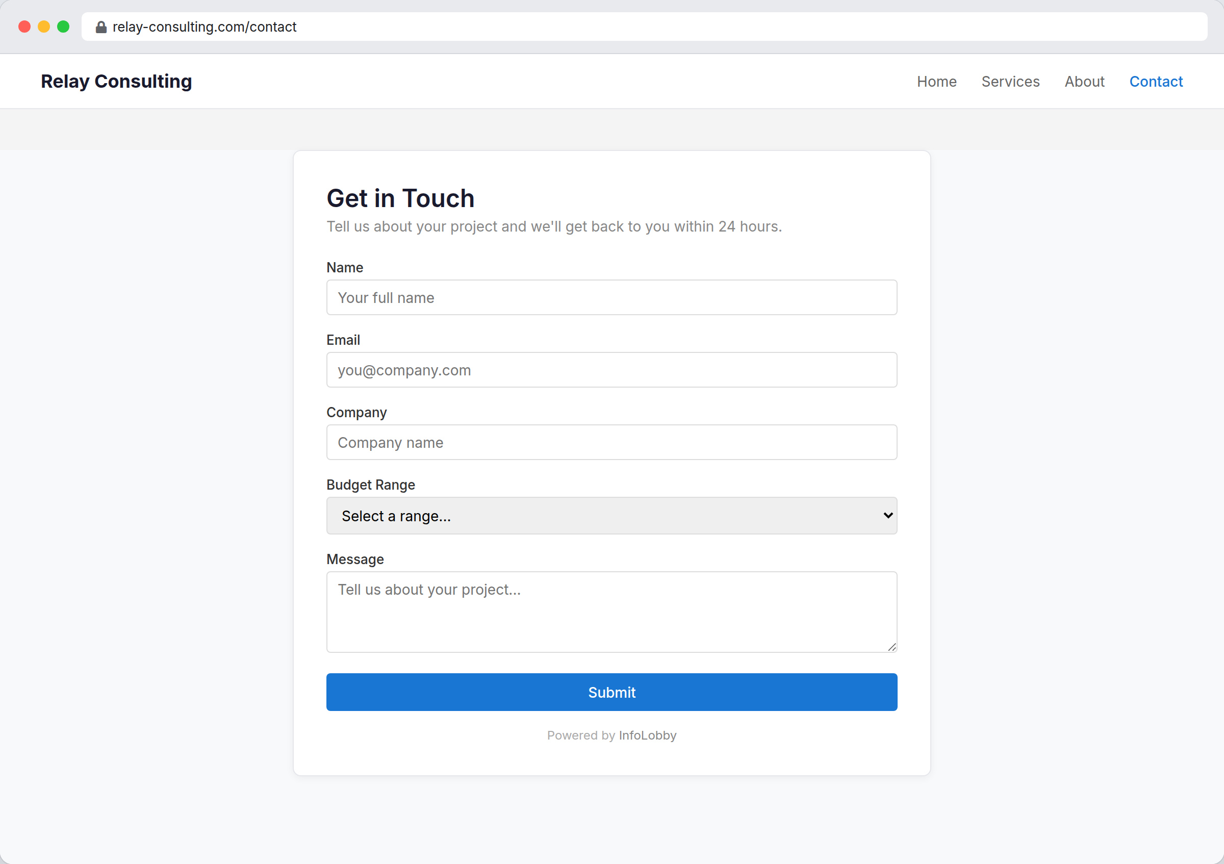 Embedded web form
