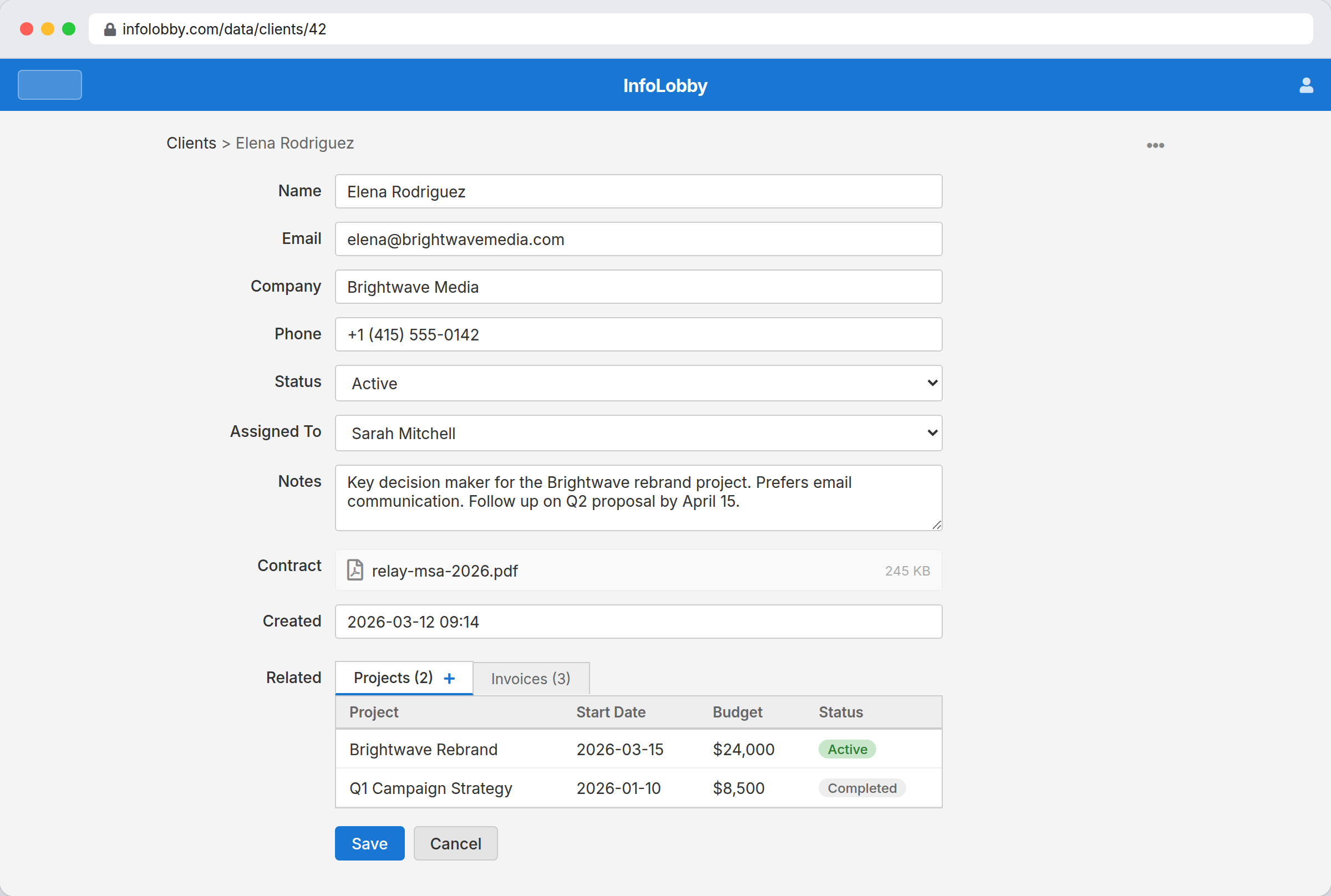 Internal tools software with record editing interface